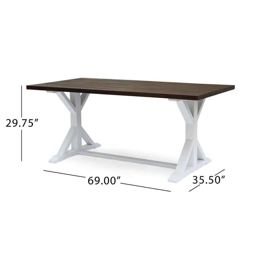 Cassia Rectangle Acacia Wood Dining Table Dark Brown - Christopher Knight Home: Weather-Resistant, Seats 6