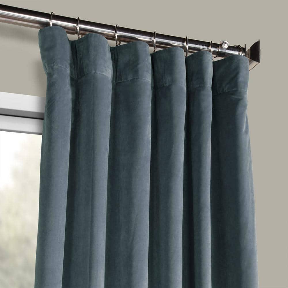 HPD Half Price Drapes London Blue Heritage Plush Velvet Room Darkening Curtains for Bedroom & Living Room Curtains (1 Panel), Window Curtains 108 inches long, Rod Pocket Curtains & Drapes, 50W X 108L