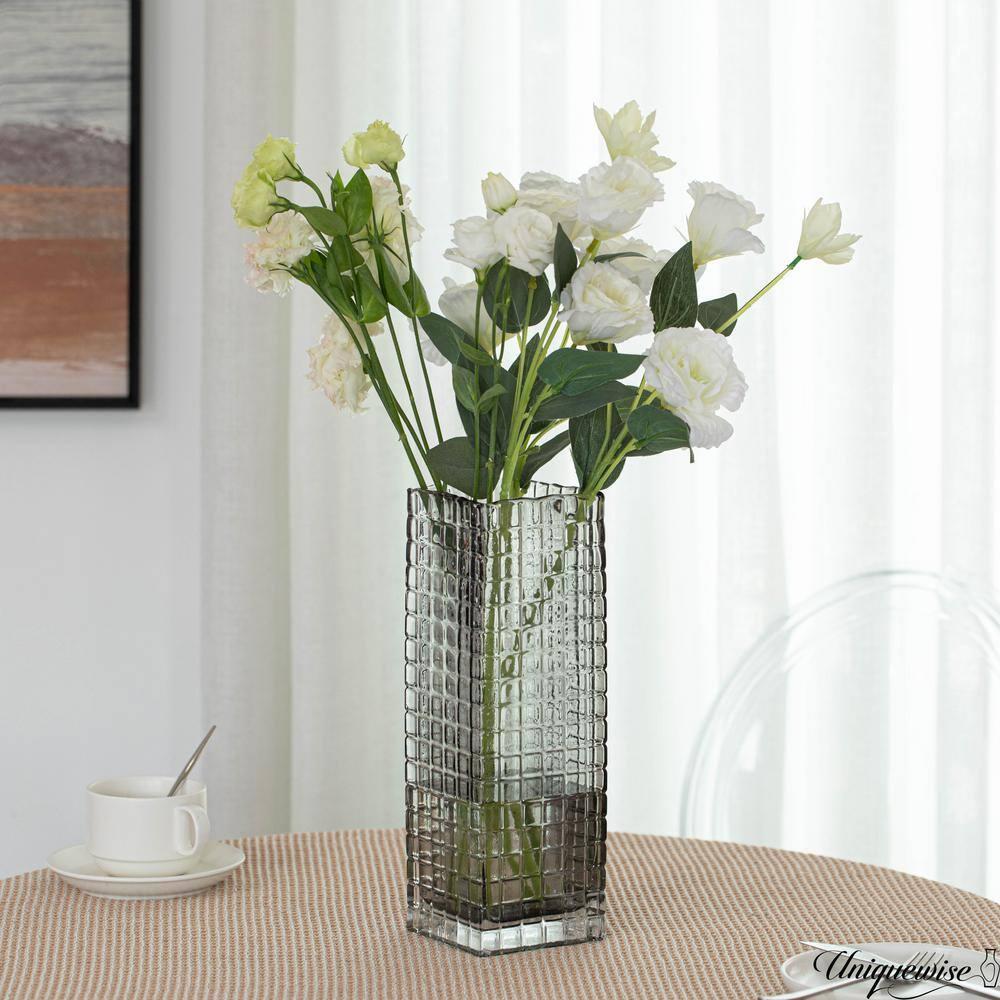 Uniquewise Large Grey Frosted Glass Table Vase - A Timeless Centerpiece for Dining Tables, Living Rooms, Bedrooms, Hotel Reception Areas