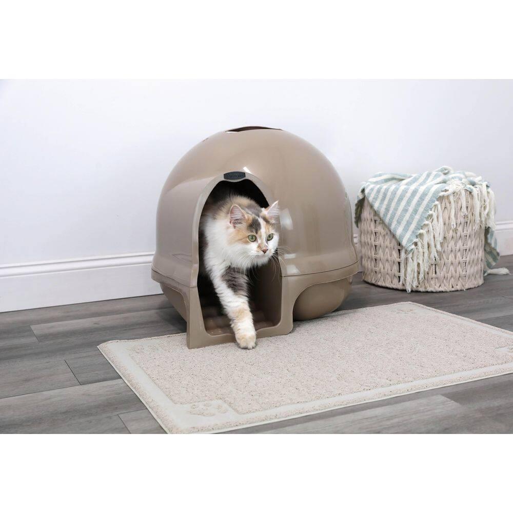 Petmate Booda Dome Clean Step Plastic Enclosed Cat Litter Box with Steps, 95 % Recycled, Titanium