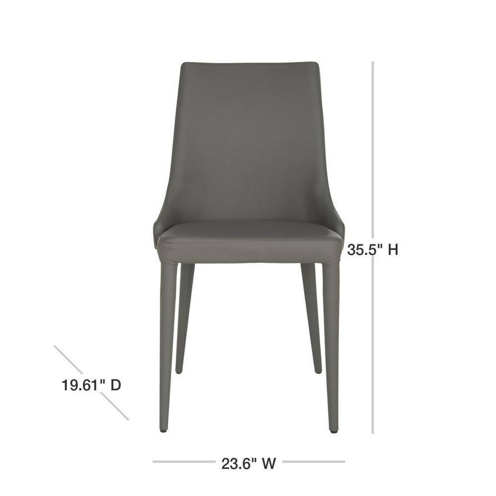 Summerset 19" H Leather Side Chair (Set of 2) - FOX2014 - Grey - Safavieh Couture
