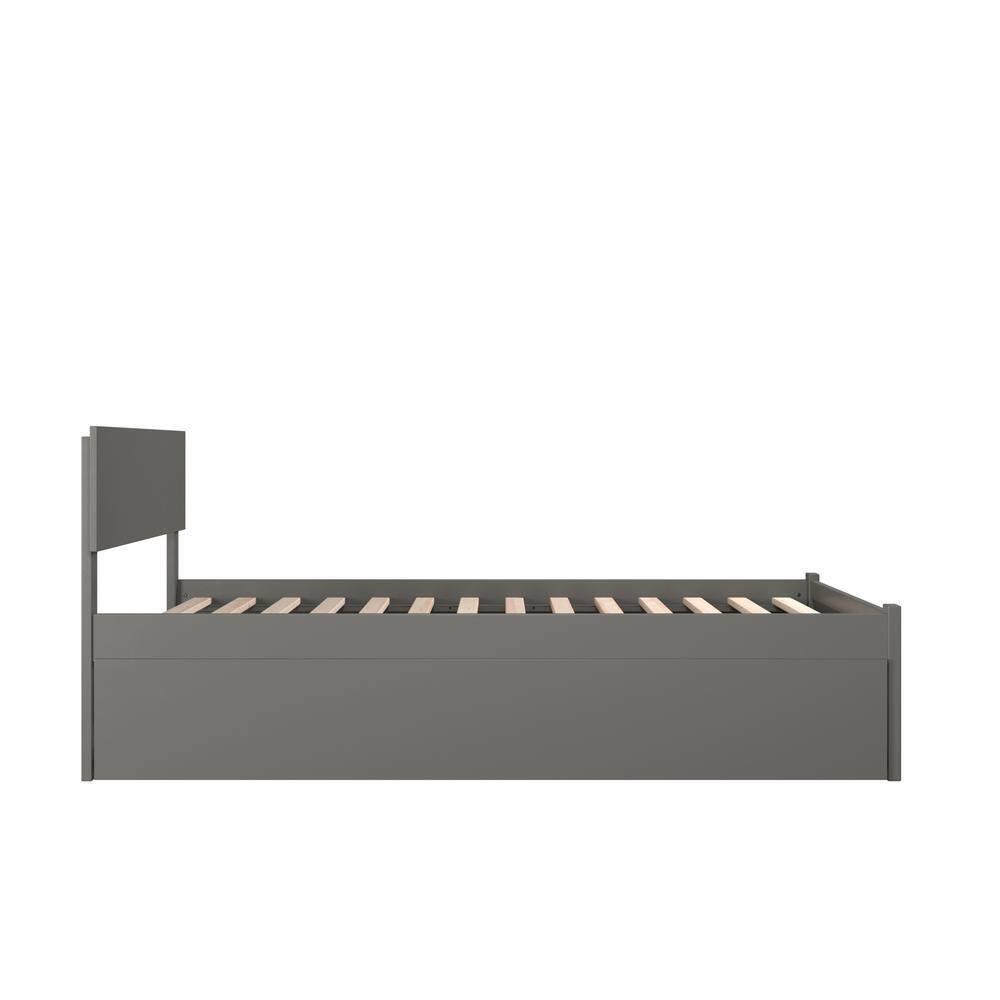 Orlando Full Platform Bed with Flat Panel Foot Board and Full Size Urban Trundle Bed in Grey