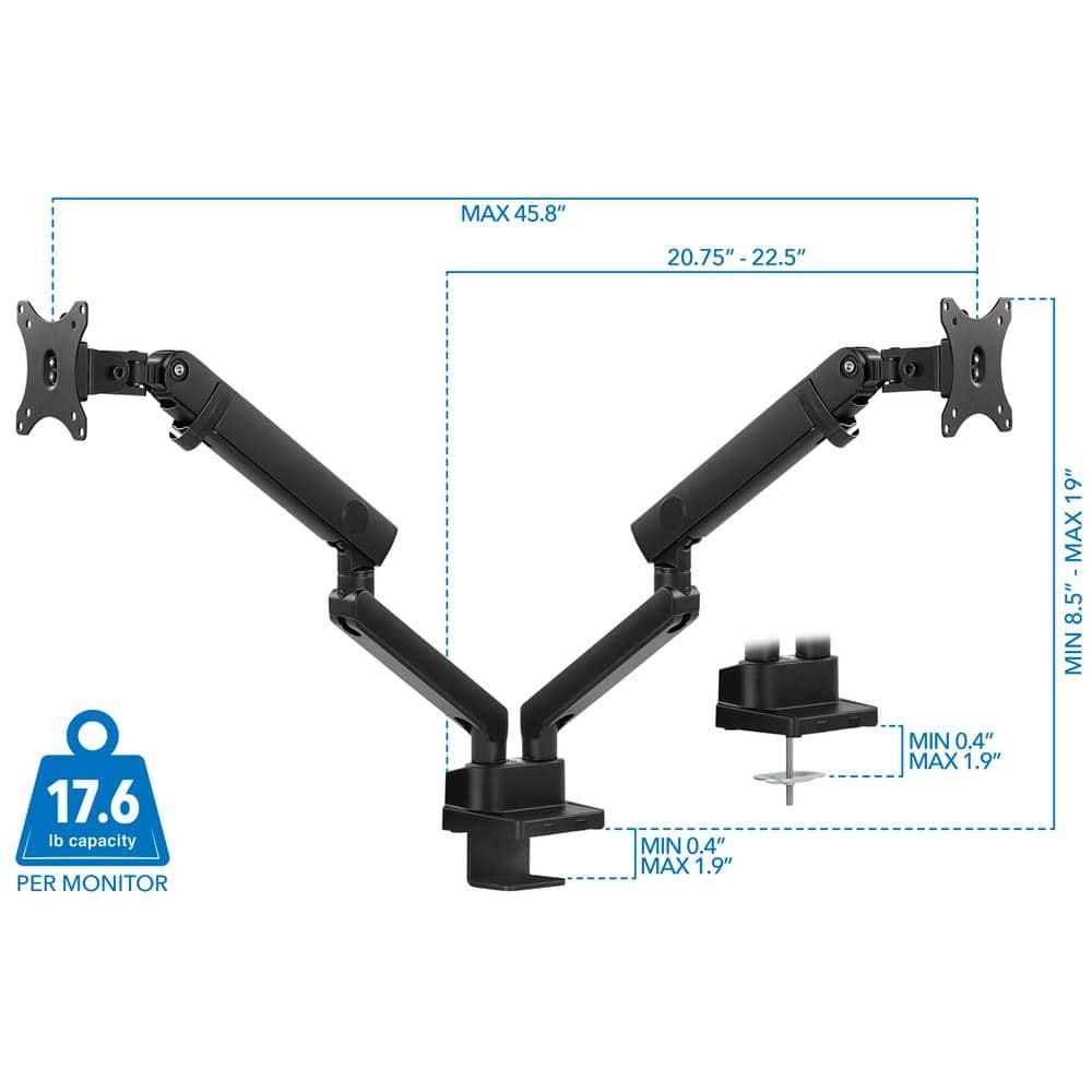 Mount-It Height Adjustable Articulating Dual Monitor Arm Mount Desk Stand | For 17 - 32 in. Screens