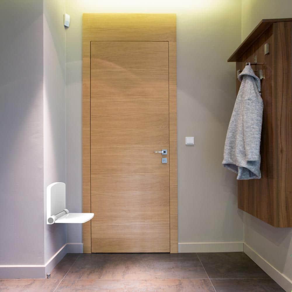 Invisia Fold Down Seat, Foldable Shower Seat for Elderly and Seniors - Bath Chair Wall Mounted, ADA Handicap Seat Mobility Aid, Home Safety Stool