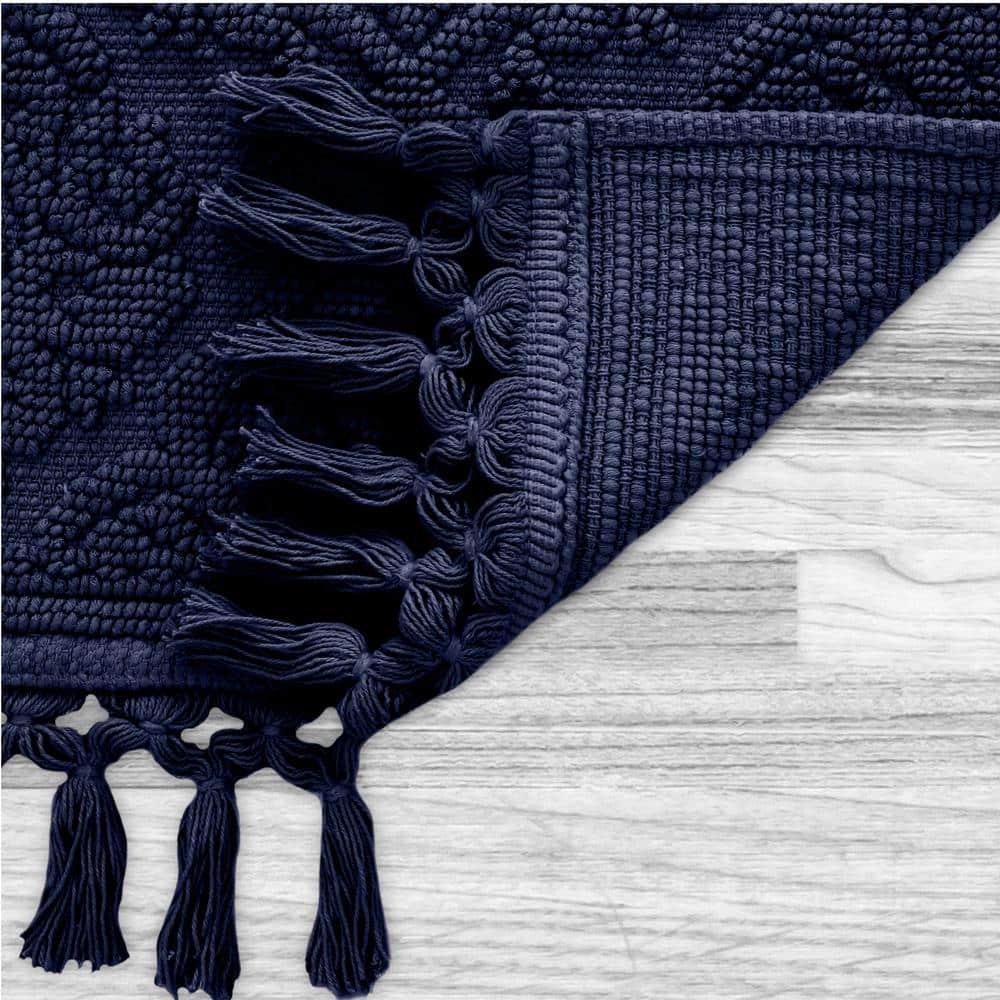 Jean Pierre Ricardo Cotton Fringe 2-Piece Bath Rug Set, Indigo