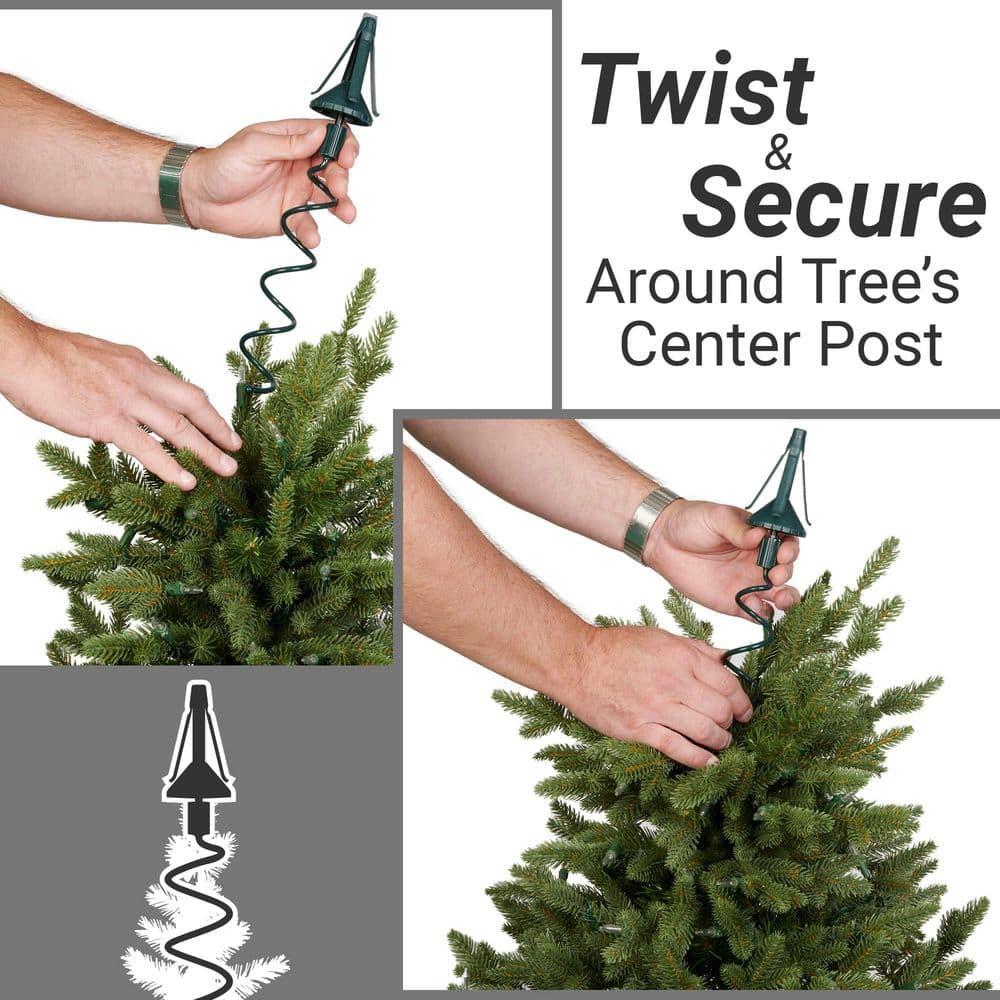 [Christmas Tree Topper Holder] - Twist-on Holiday Universal Tree Topper Stabilizer Fits All Base Types- Metal Green Support Rod with Adjustable attachments to stabilize Seasonal Treetop Ornaments