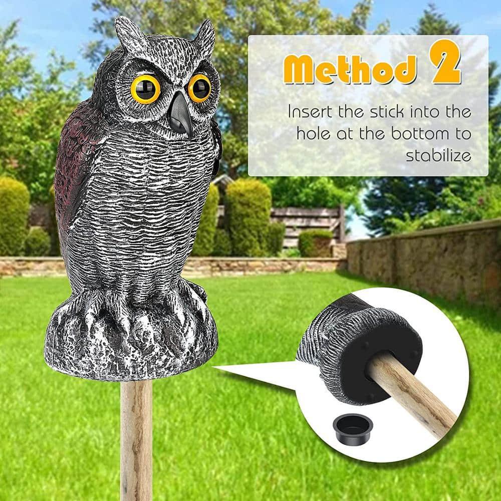 3 Pack Fake Owl Decoys to Scare Birds Away from Gardens and Patios, Lifelike Simulation Owl Bird Deterrent, Nature Enemy Scarecrow Plastic Owl Statues, Pest Repellent, Pigeon Deterrent