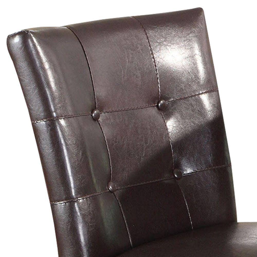 Benjara 40" Contemporary Leather Counter Height Chair in Brown (Set of 2)