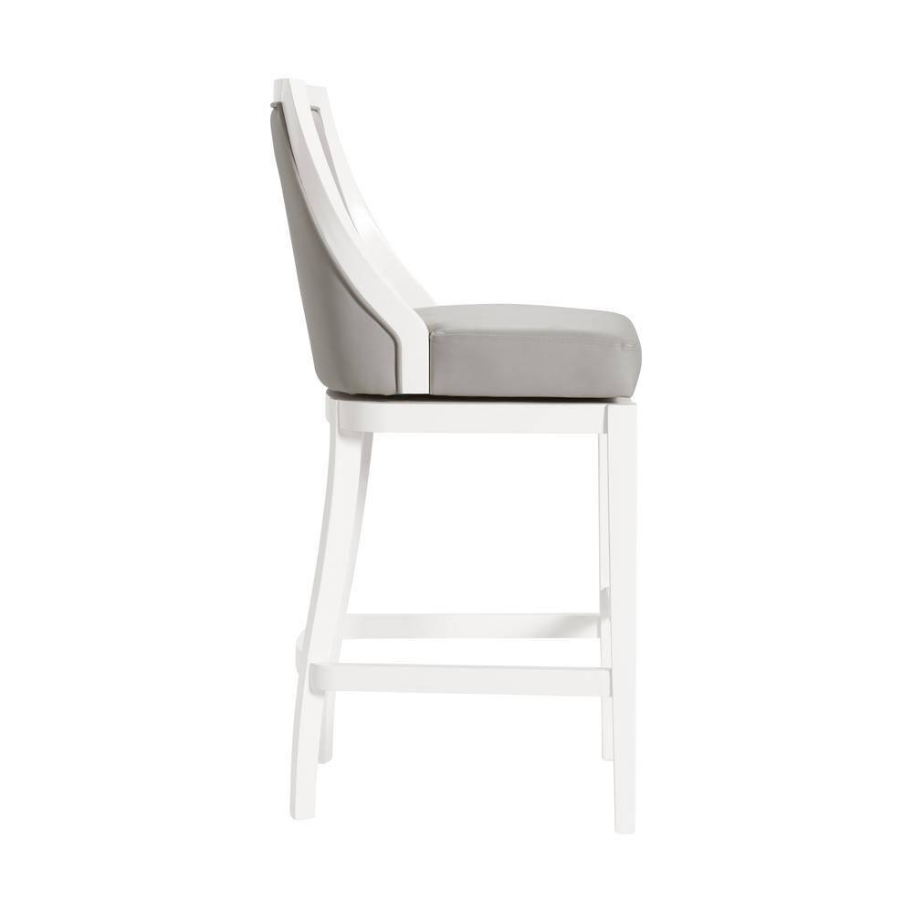Alaterre Ellie 19" Wide Solid Rubber Wood Frame Linen Fabric Counter Height Swivel Stool With Back