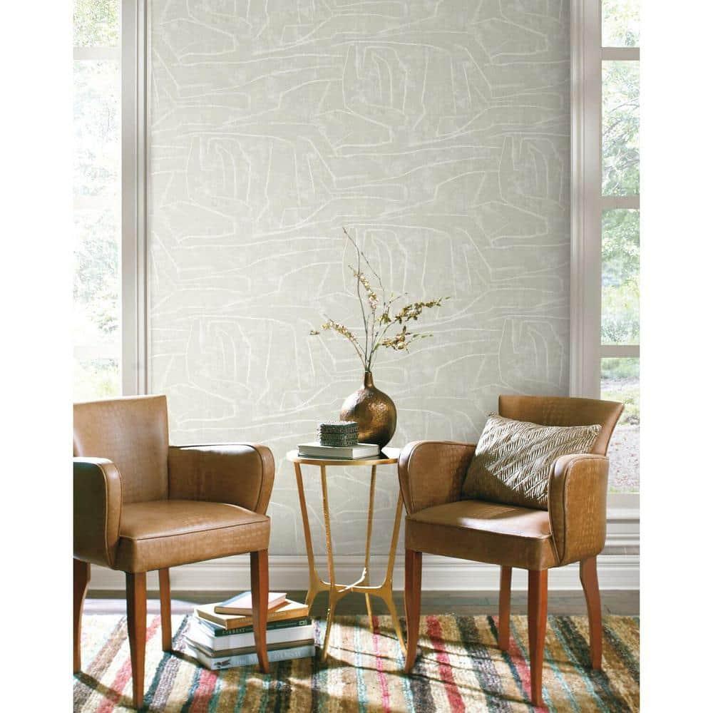 Beige Abstract Vinyl Peel and Stick Wallpaper Roll