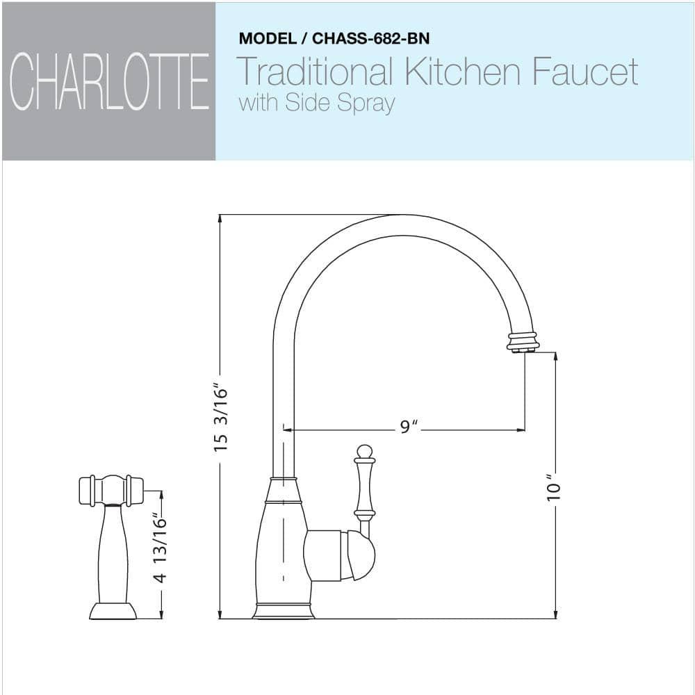 Houzer CHASS-682-BN Houzer Charlotte Kitchen Faucet with Side Spray