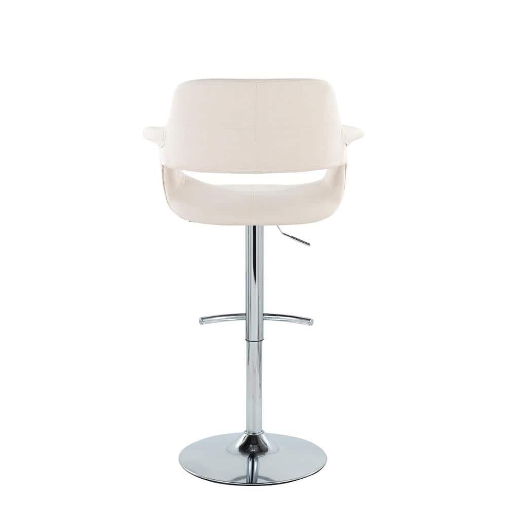 Set of 2 Vintage Flair Adjustable Barstools Chrome/Cream - LumiSource: Swivel, Upholstered, Steel Frame, Foam Fill