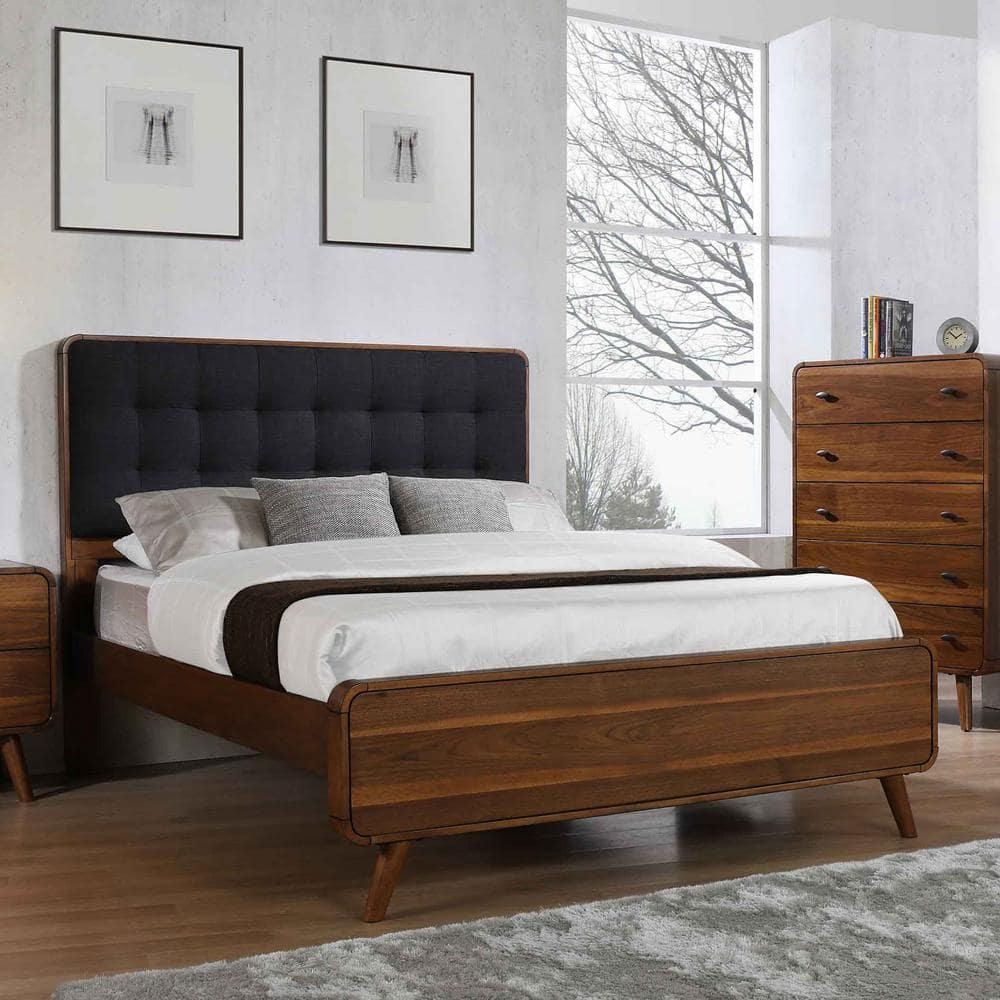 Kirby Kha Robyn Wood Panel Bed Dark Walnut