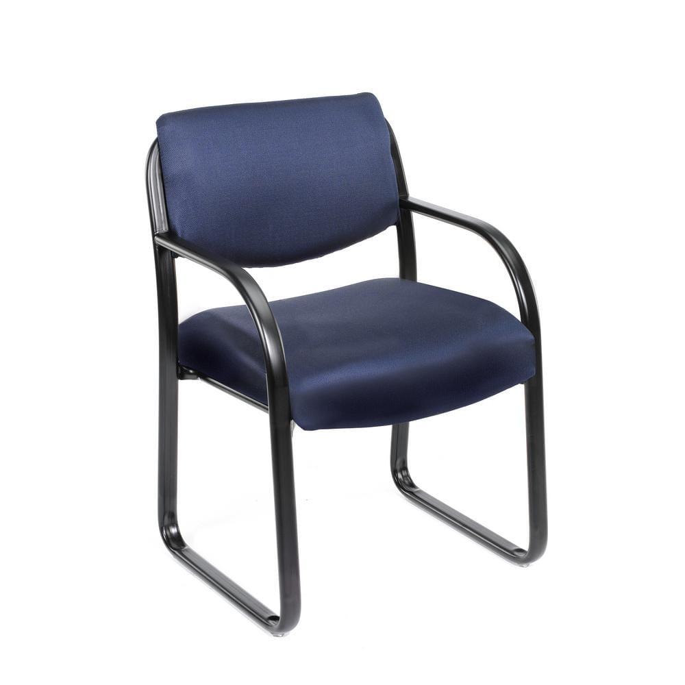 Sled Base Guest Chair Blue - Boss: Sturdy Metal Frame, Padded Back & Seat, Fixed Height