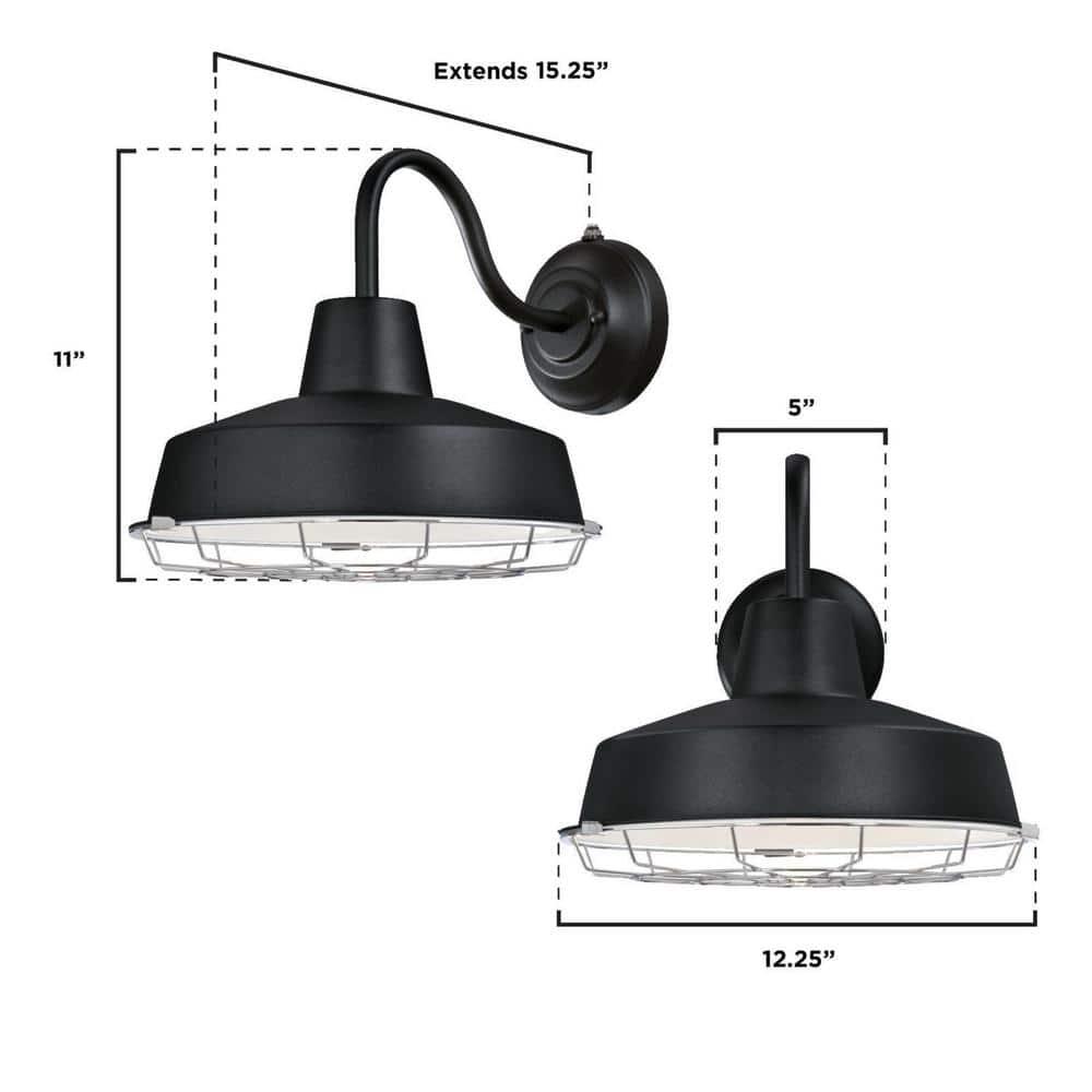 Westinghouse Lighting Westinghouse Academy One-Light LED Outdoor Wall Fixture, Cage Shade 20 Textured Black (New Version) 12-Inch 7 to 12 Inches 13 to