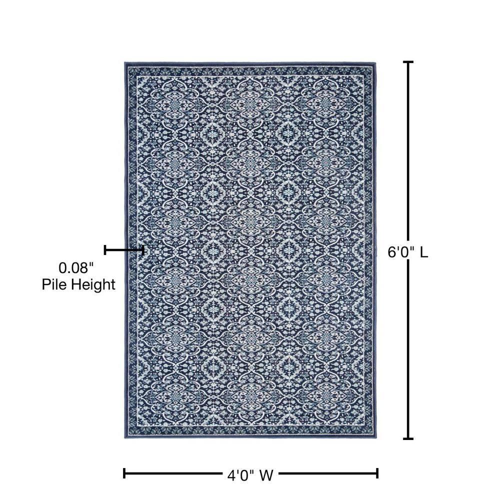 Montage MTG283 Power Loomed Indoor/Outdoor Area Rug - Navy/Ivory - 4'x6' - Safavieh.