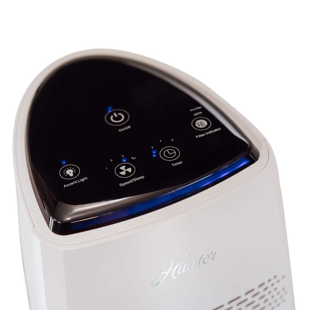 Hunter HP600 Air Purifier. True HEPA Air Purifier Tower for Pets, Odors, Allergens, Smoke, Dust, VOC's. 3 Fan Speeds, Sleep Timer