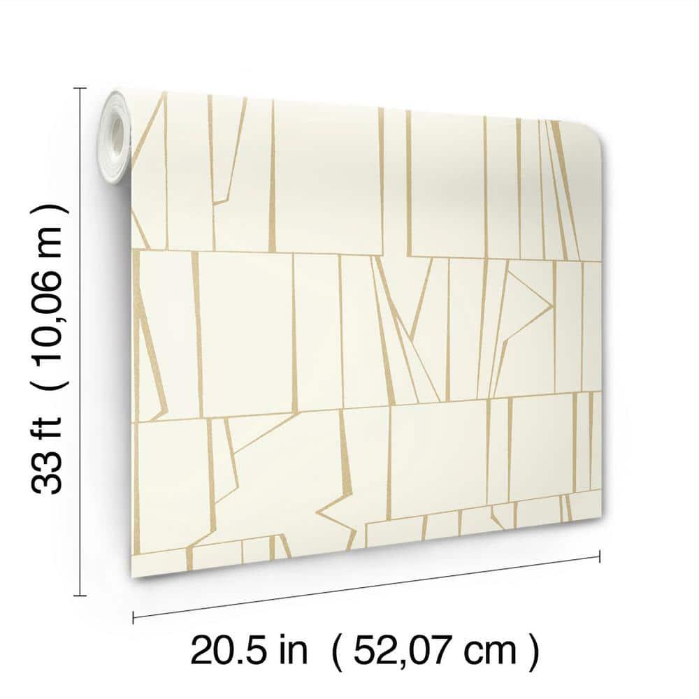 Huntington Gold and White Geometric Stripe Non-Pasted Wallpaper