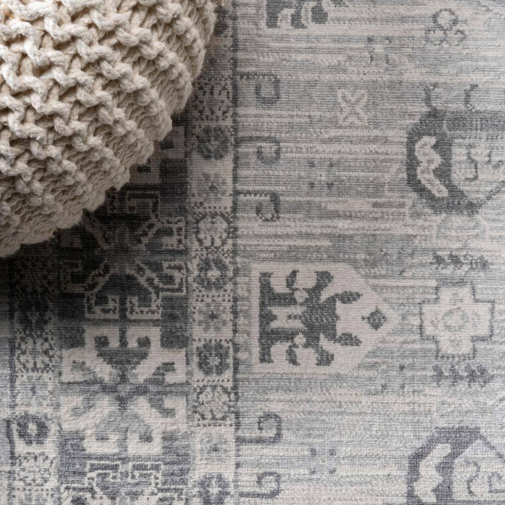 5' Square Modern Persian Vintage Medallion Area Rug, Light Gray - JONATHAN Y