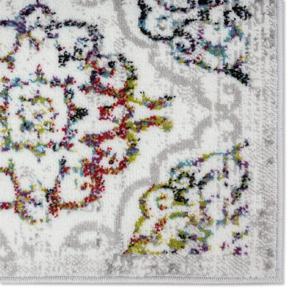 Home Dynamix Boho Andorra Transitional Damask Area Rug Ivory/Blue/Black, 5'2"x7'2"