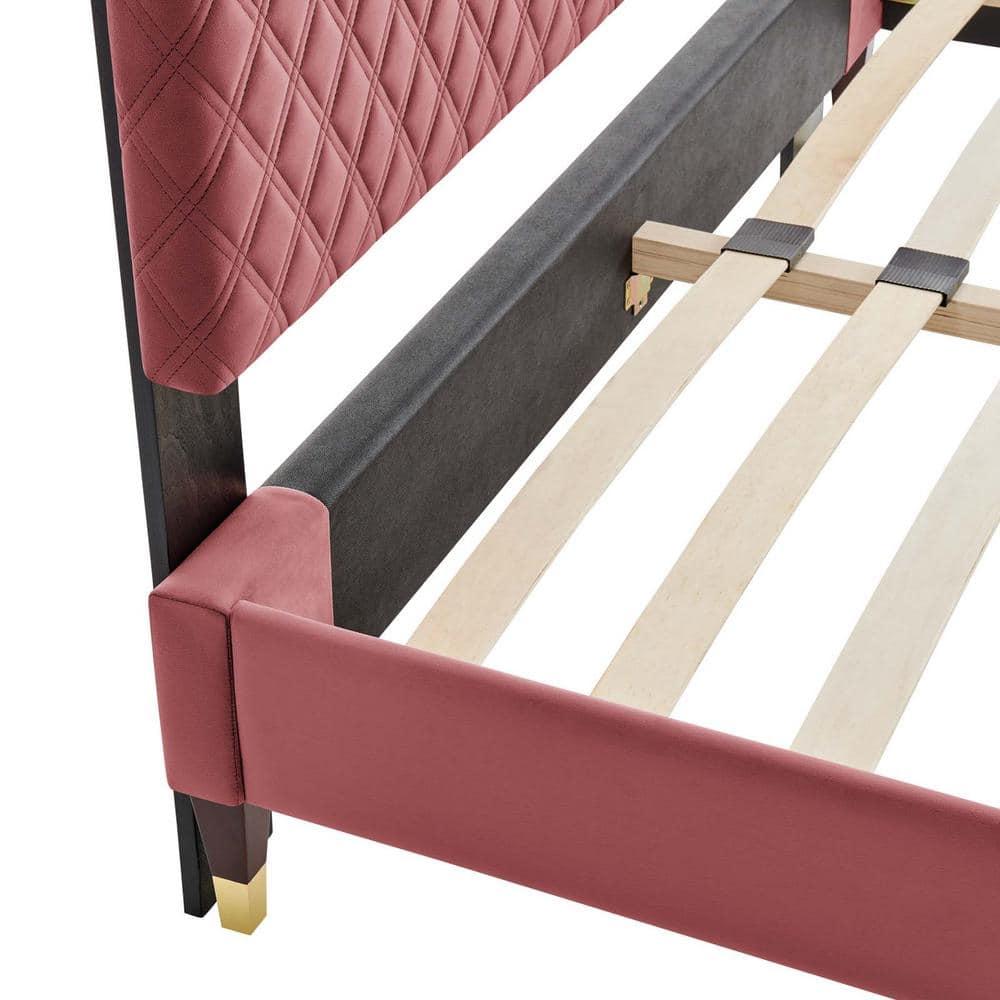 Modway Harlow Full Performance Velvet Platform Bed Frame in Dusty Rose