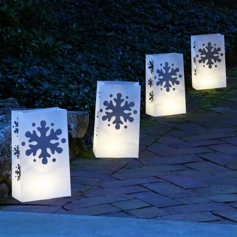 LumaBase 6 -Pack 10-Inches Freestanding Snowflake Light display with Yellow LED Lights