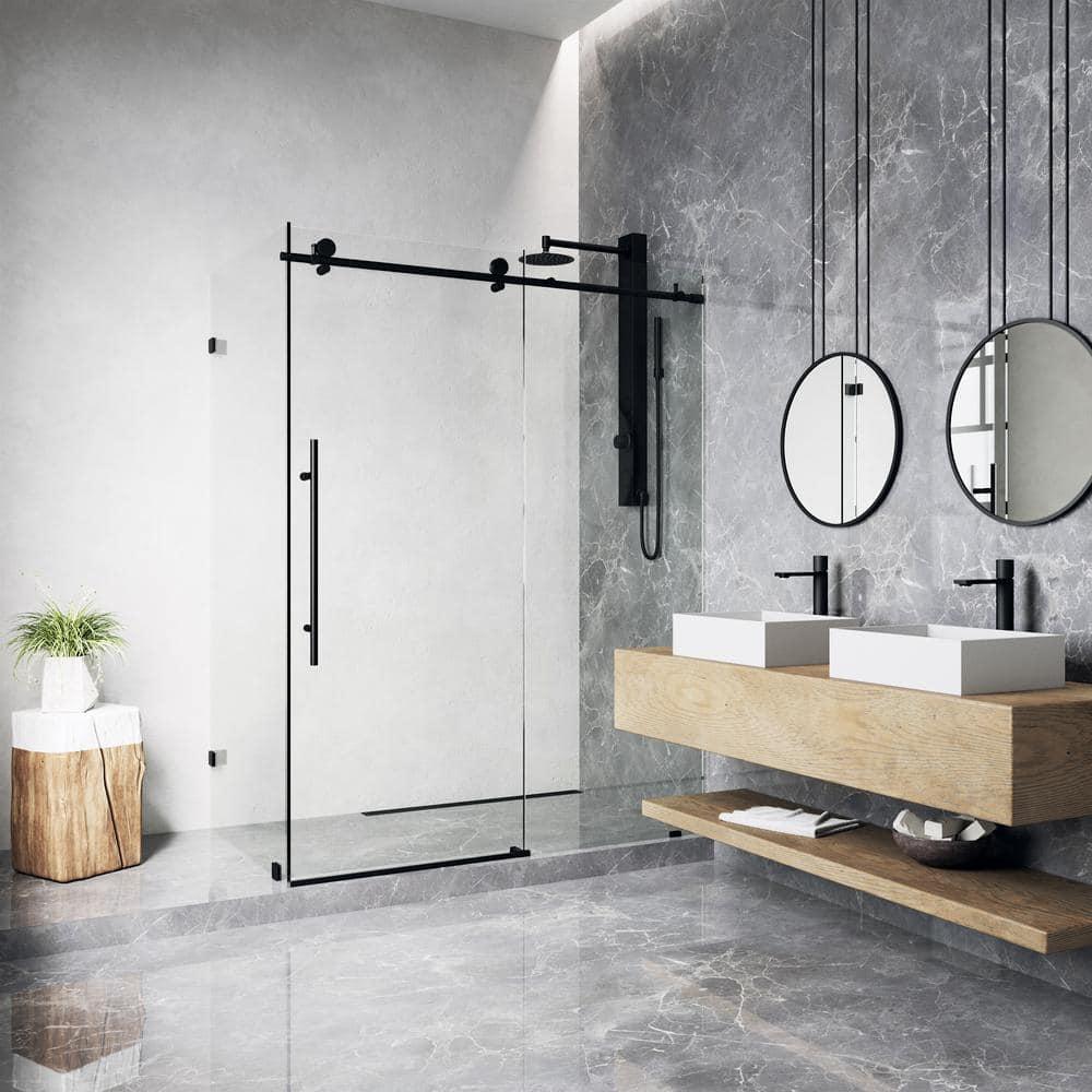 Elan E-class 46" W x 34" D x 76" H Sliding Frameless Shower Enclosure with 3/8" Clear Glass