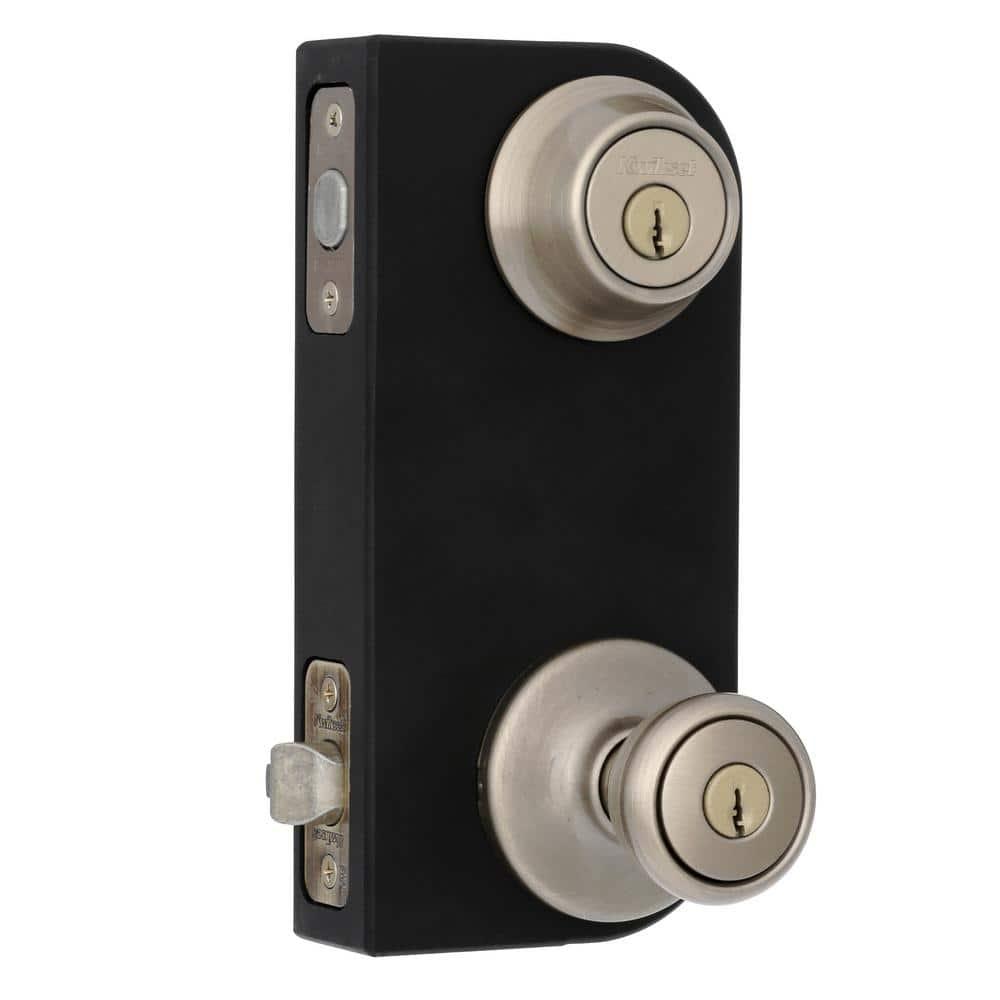 Tylo Antique Brass Exterior Entry Door Knob and Double Cylinder Deadbolt Combo Pack