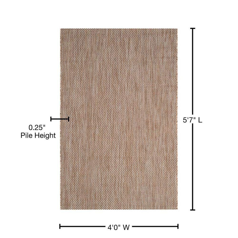 Courtyard CY8521 Power Loomed Indoor/Outdoor Area Rug - Natural/Black - 4'x5'7" - Safavieh..