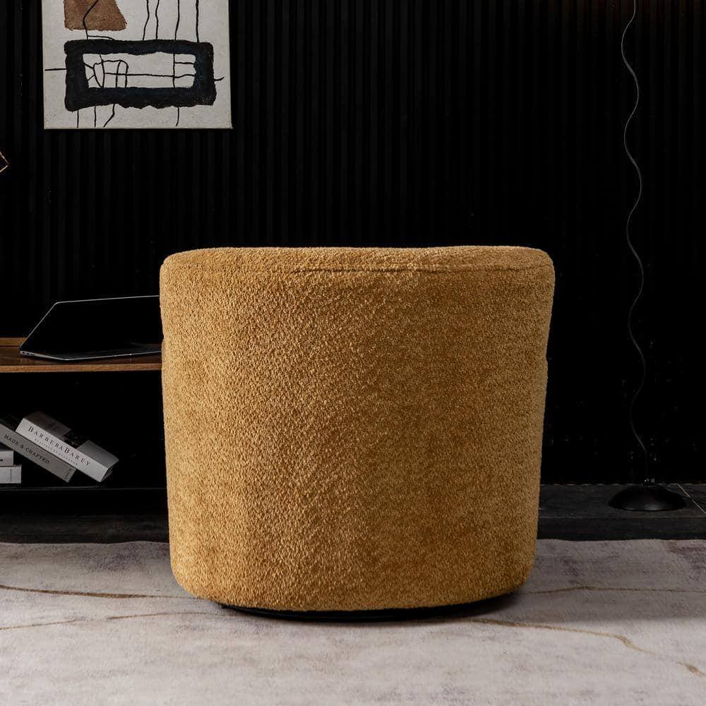 32" Wide Upholstered Swivel Armchair Camel - Kinwell: No Assembly, Pine Frame, Polyester