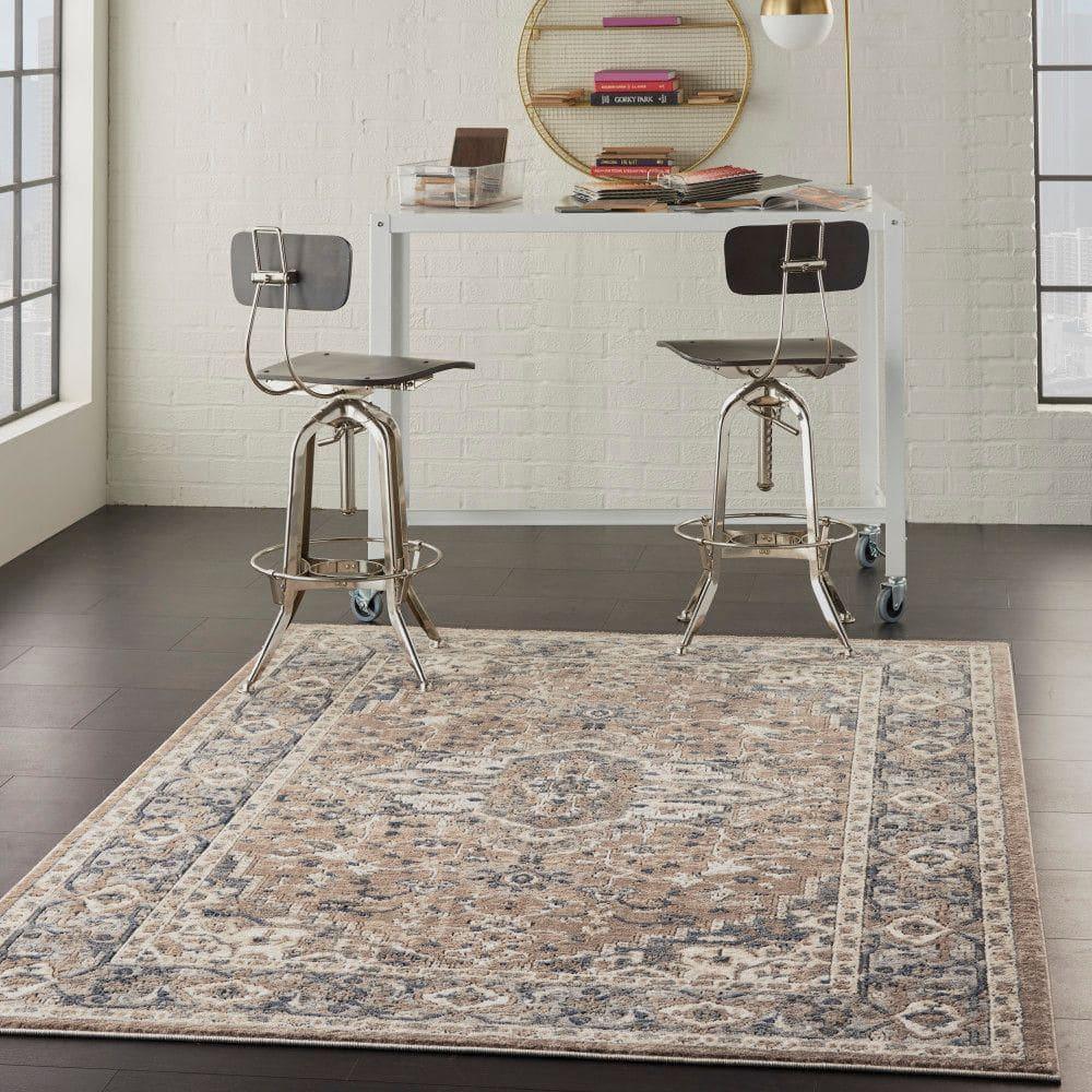 Nourison Concerto Center Medallion Indoor Rug Beige Grey 6' x 9'