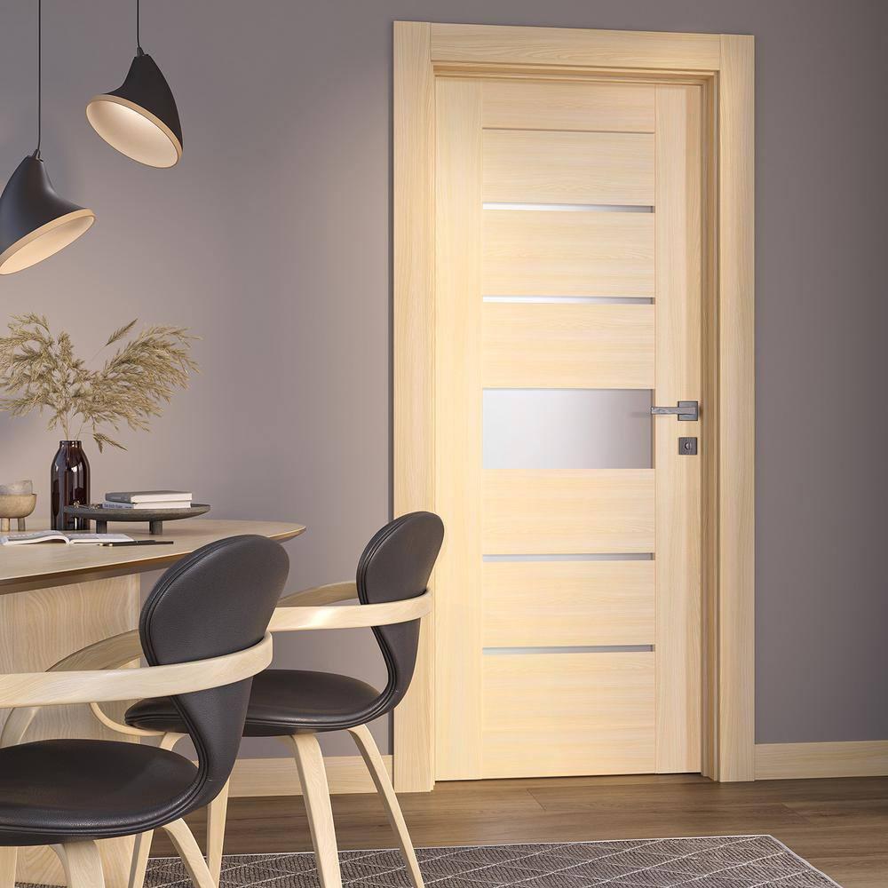 Belldinni Avon 07-06 DIY-Friendly Manufactured Wood Frosted Glass Paneled Interior Single Swing Door