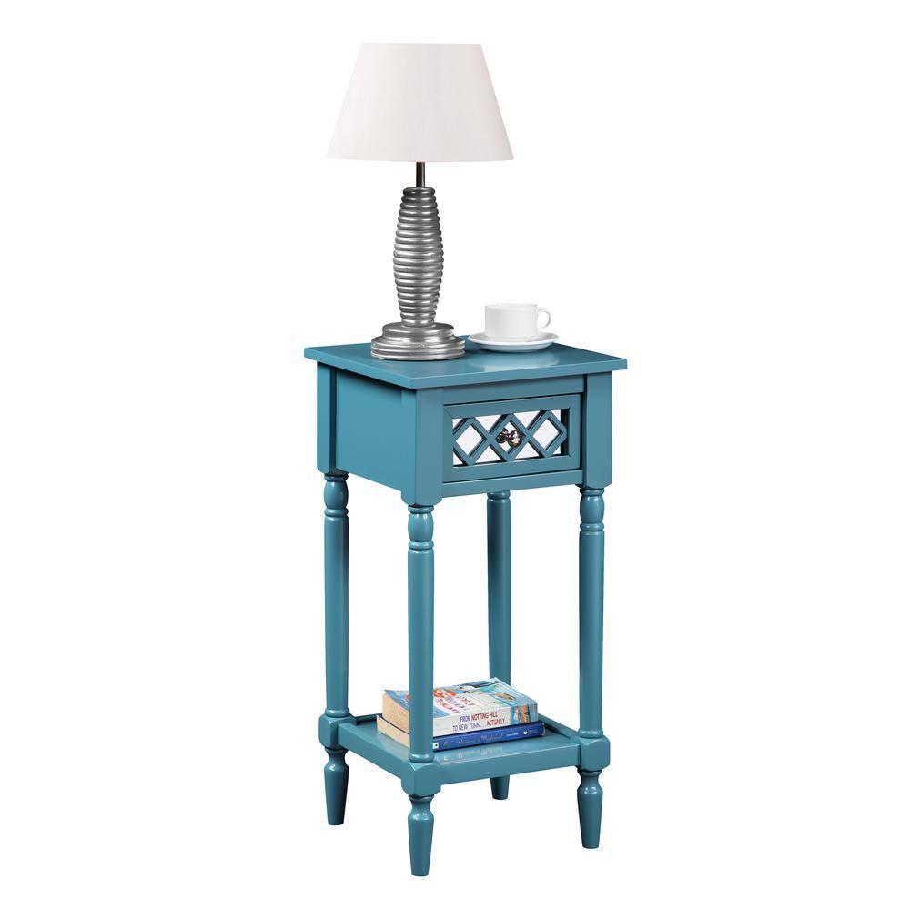 Convenience Concepts French Country Khloe Deluxe 1 Drawer Accent Table with Shelf, Blue