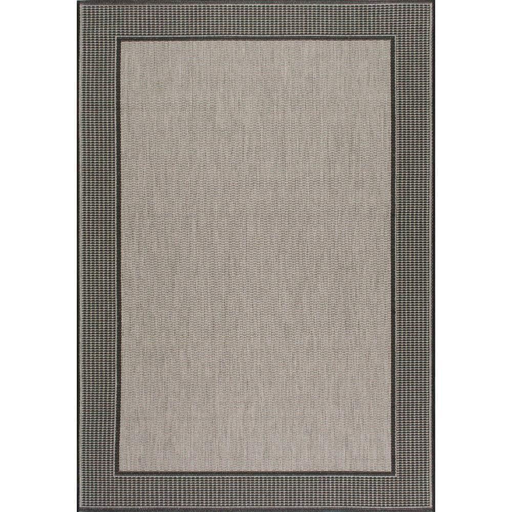 Nuloom Gris Bordered 2x3 Indoor/Outdoor Accent Rug for Living Room Patio Deck Front Porch Entryway Kitchen, Grey/Black