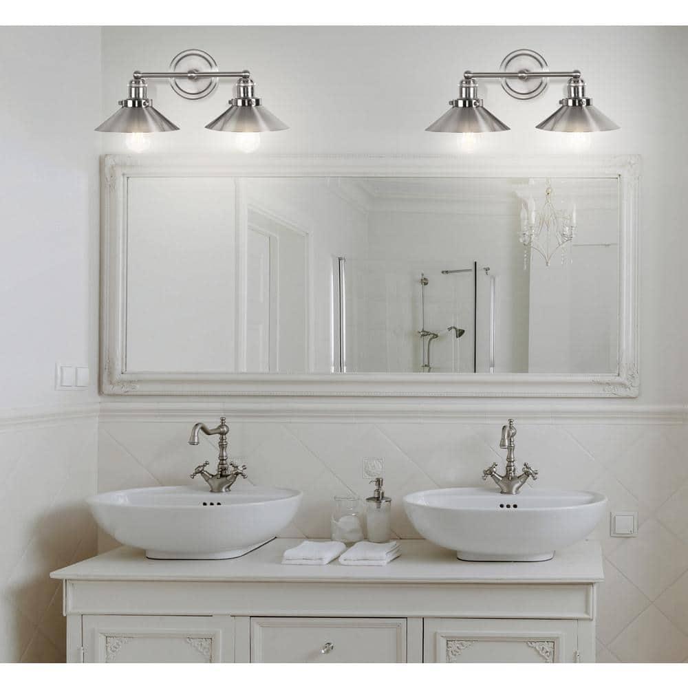 July 17.5 in. 2-Light Nickel Metal Vanity Light