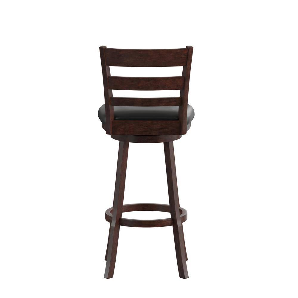 Taylor & Logan Zayne Barstool Espresso: Round Faux Leather, Wood Frame, 300 lbs Capacity