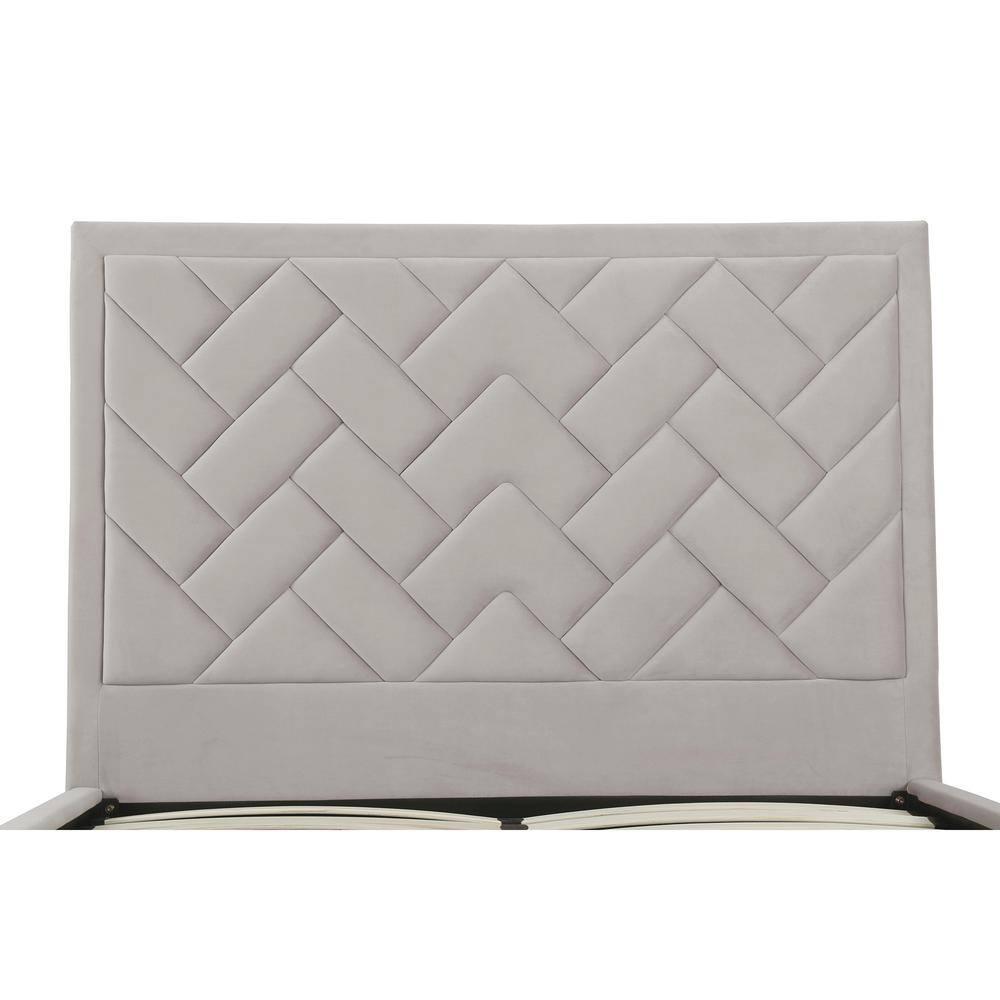 Manhattan Comfort Queen Crosby Modern Velvet Upholstered Bed Greige