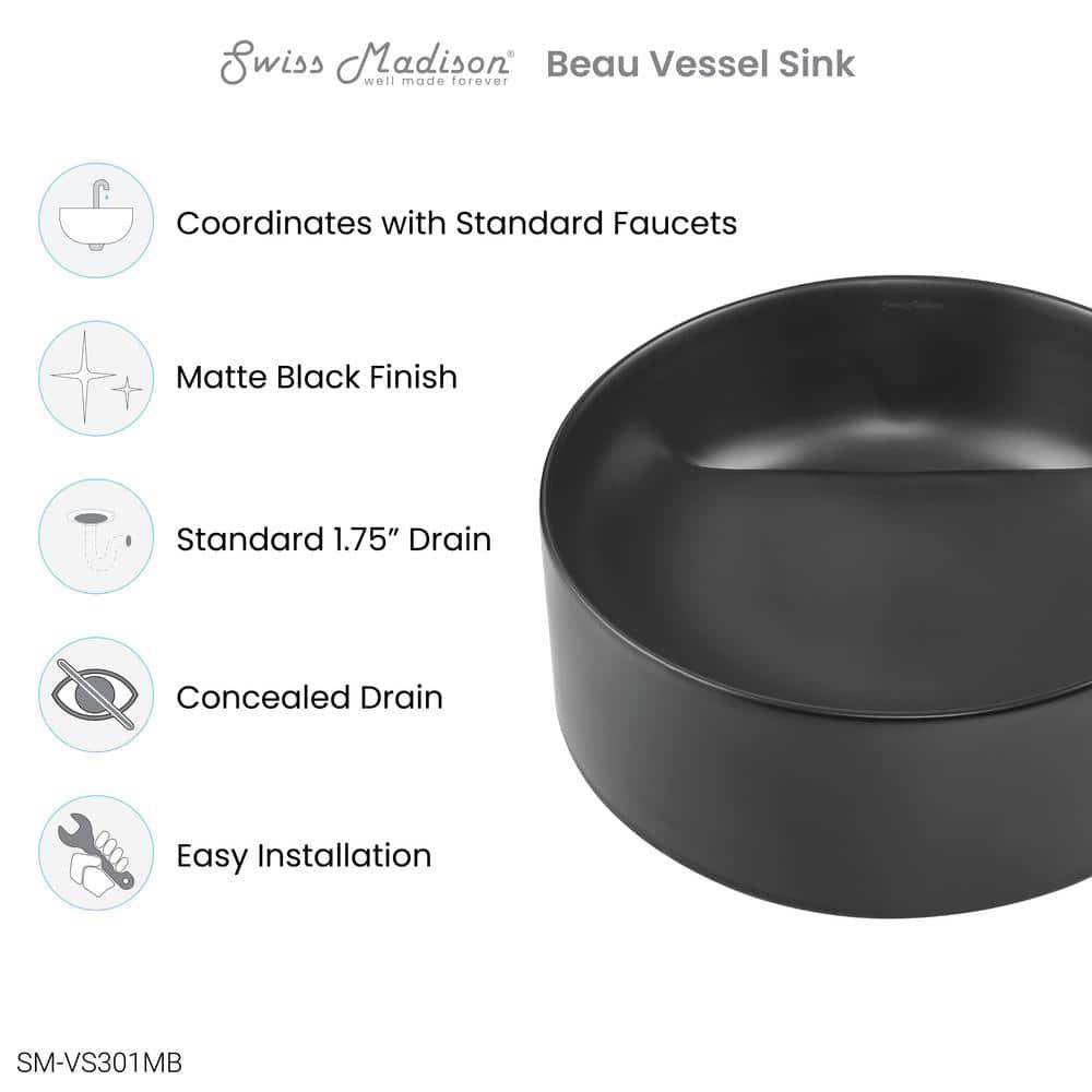 Beau 16.5" Round Vessel Bathroom Sink
