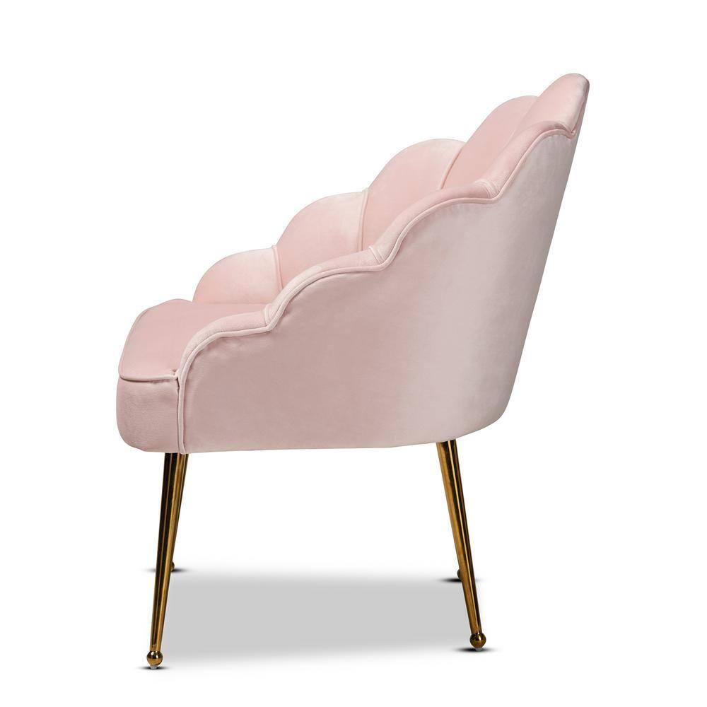 Cinzia Velvet Upholstered Seashell Shaped Accent Chair - Baxton Studio