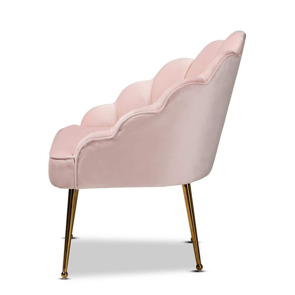 Cinzia Velvet Upholstered Seashell Shaped Accent Chair - Baxton Studio