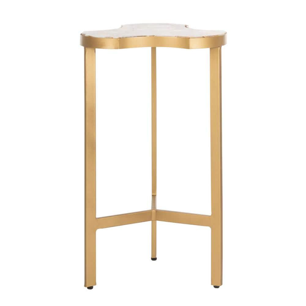Suki Tripod Accent Table - White Agate/Gold - Safavieh.