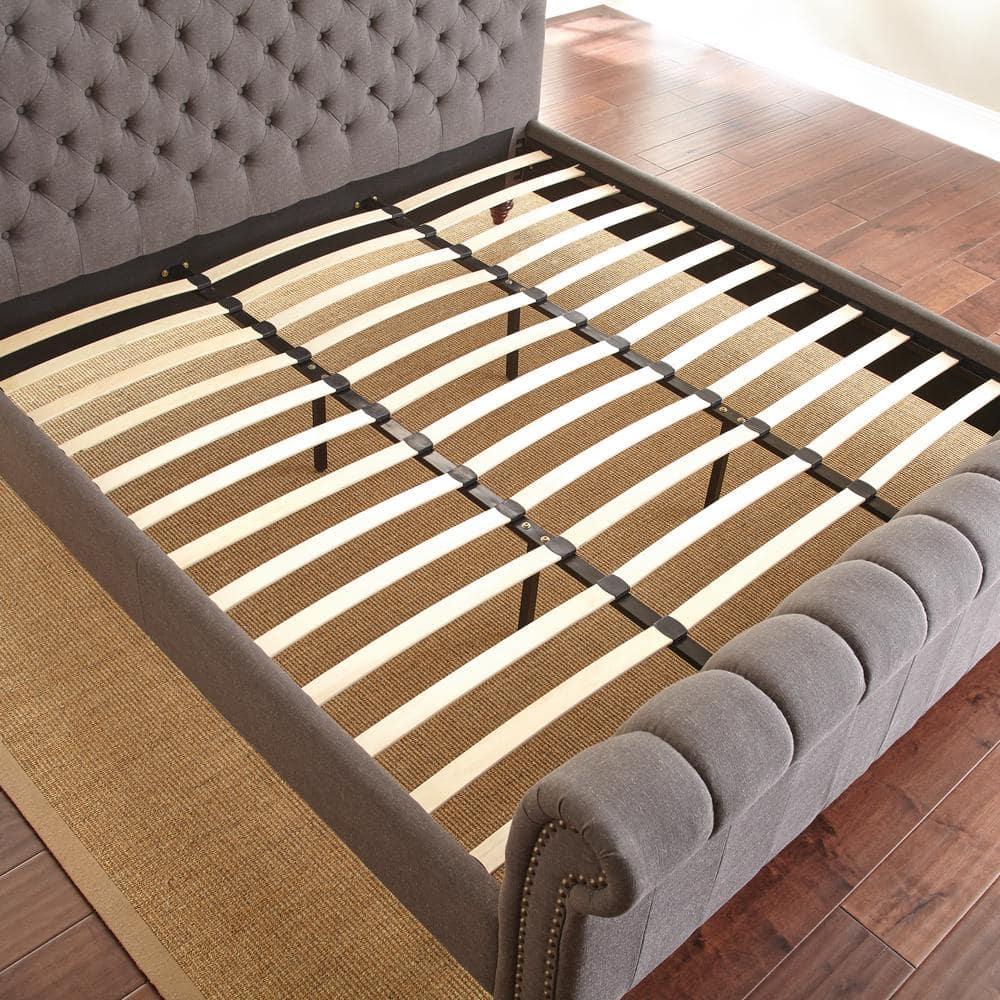 Steve Silver Swanson Tufted King Sleigh Bed in Gray