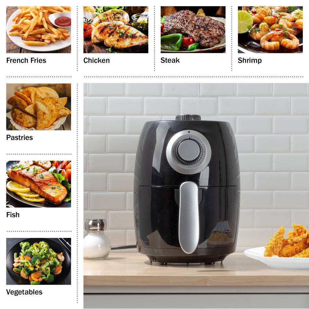 Classic Cuisine Air Fryer - 2.3-Quart Electric Fryer For Healthier Cooking - Compact Appliance With Nonstick Interior - Kitchen Gadgets By Classic Cuisine (Black)