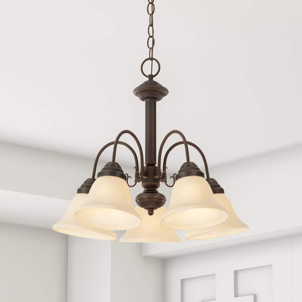 Nuvo 60-1251 - Ballerina  5 Light  24"  Chandelier  w/ Champagne Linen Washed Glass
