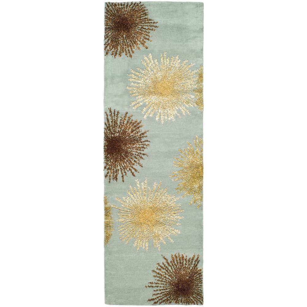 Soho SOH712 Hand Tufted Indoor Runner Rug - Light Blue/Multi - 2'6"x6' - Safavieh.
