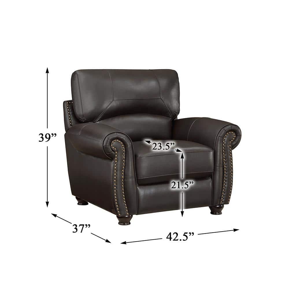 Lexicon Foxborough 21.5" Traditional Plywood and Leather Chair in Brown