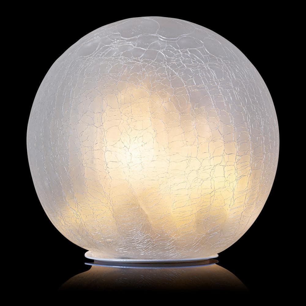 Alpine Corporation 7" Textured Glass Light-Up Gazing Globe, White