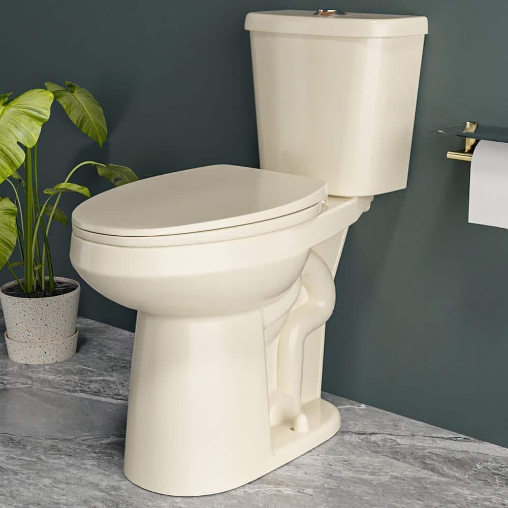 Extra Tall Toilet 21 in. 1.1/1.6 GPF Dual Flush Elongated Tall 2-Piece Toilet in Bone with Quiet-Close Seat for Seniors