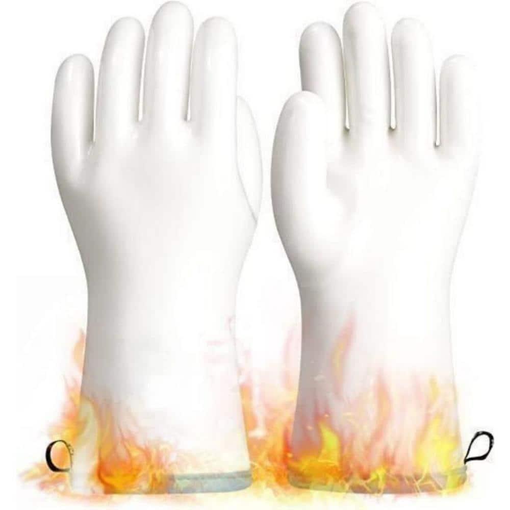 LANON Protection Wahoo Liquid Silicone Smoker Oven Gloves, Food-Contact Grade, Heat Resistant Gloves for Cooking, Grilling, Baking, White, L/9