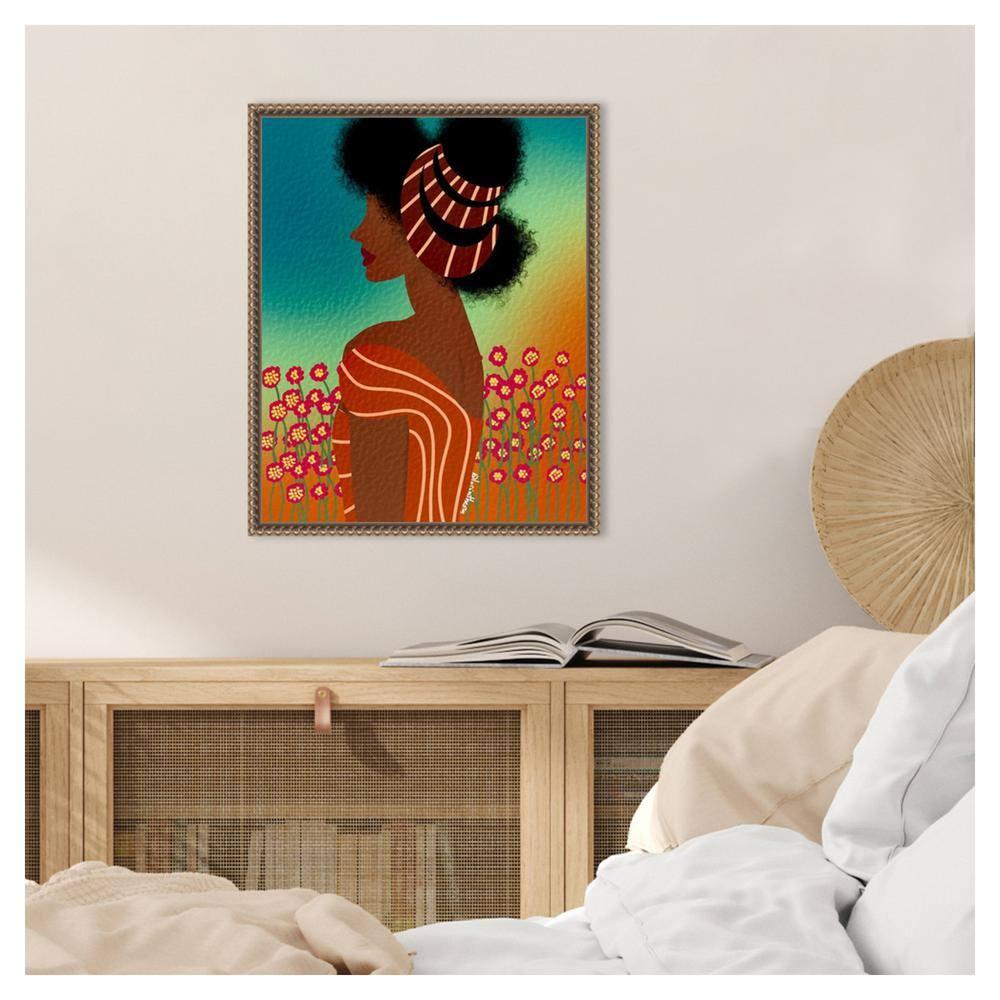Amanti Art Lady in the Flower Field by Lorintheory Canvas Wall Art Print Framed 16 x 20-in.